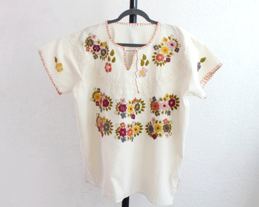 Blusa Flores Manta Bordada XXL