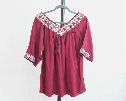 Blusa Cuello V Vino Pajaritos