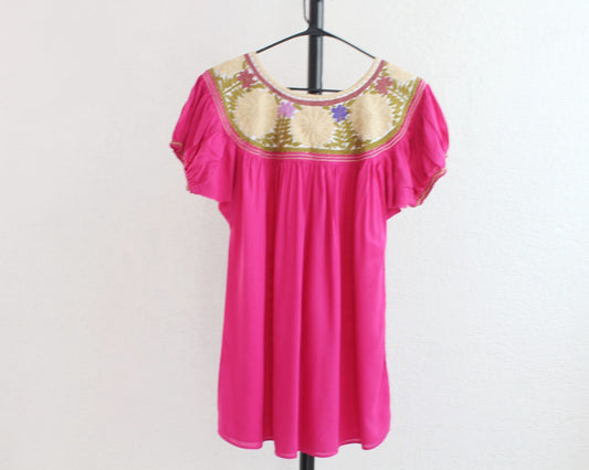 Blusa Aguacatenango Rosa Fiusha Amarillo