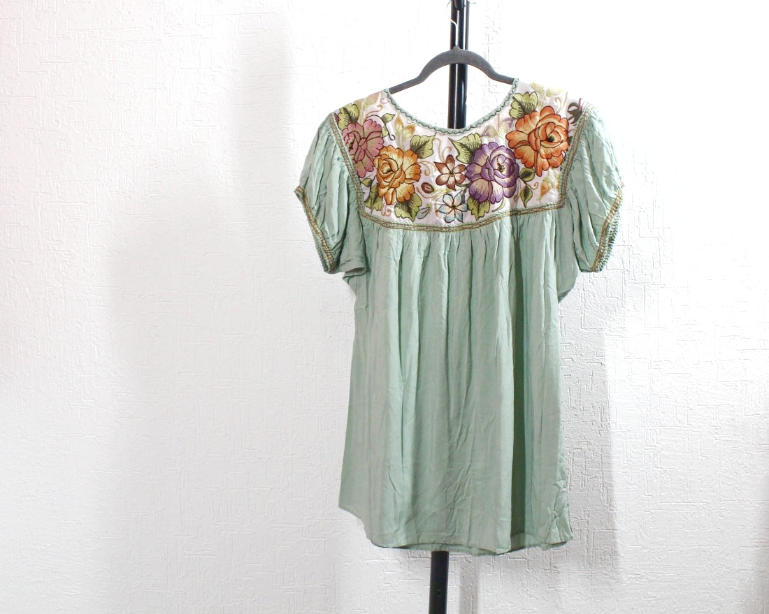 Blusa Abigail Flores Menta XXL