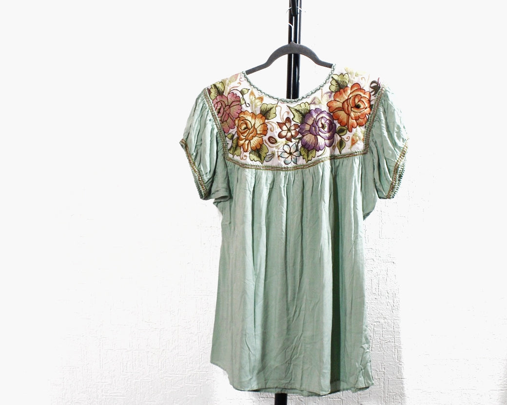 Blusa Abigail Flores Menta XXL