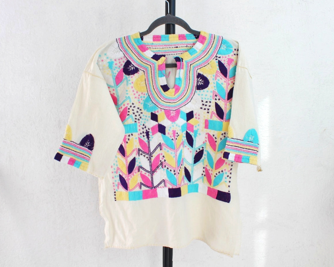 Blusa Milpa Azul Lila Rosa Pastel CH - M