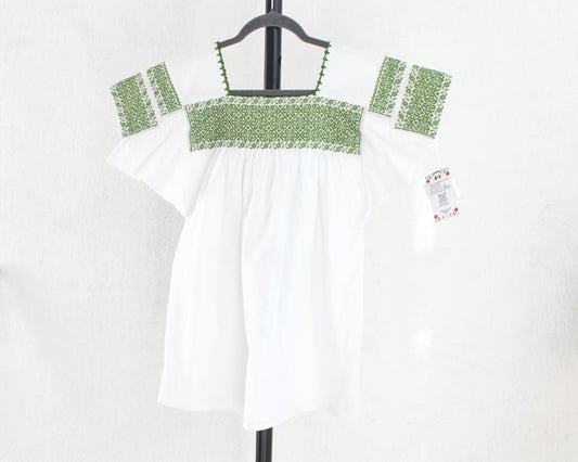 Blusa Tradicional Bordada Flores Verde L-XL