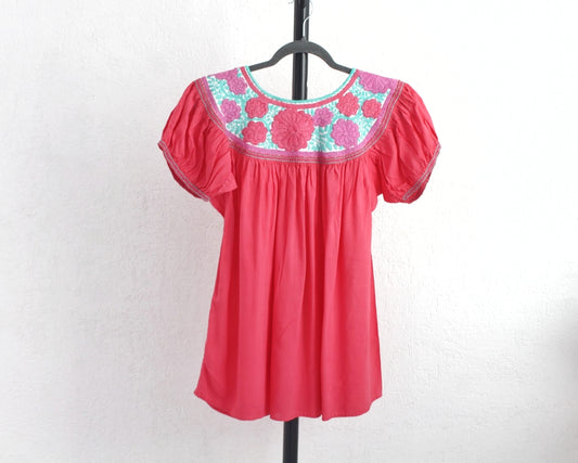 Blusa Aguacatenango Coral Turquesa