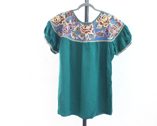 Blusa Abigail Flores Verde Esmeralda XXL