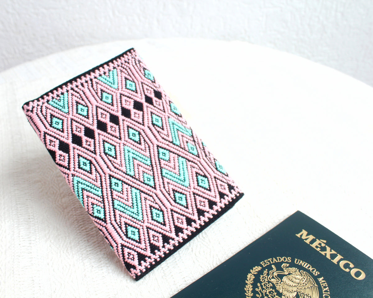 Porta Pasaporte Alas Rosa Turquesa