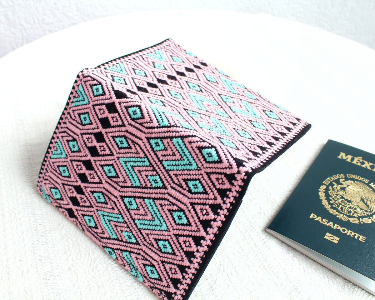 Porta Pasaporte Alas Rosa Turquesa