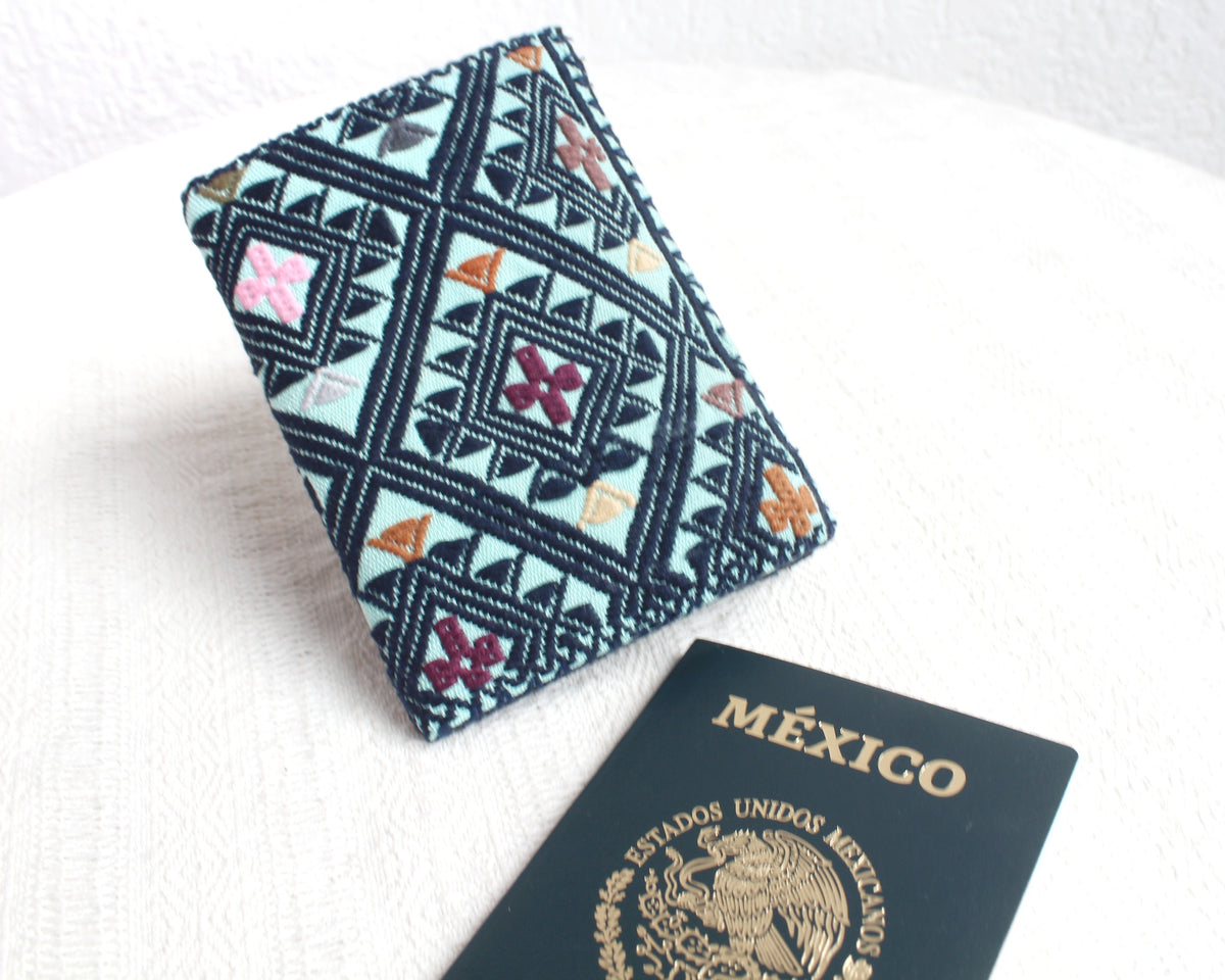 Porta Pasaporte Estrella Azul Marino Turquesa