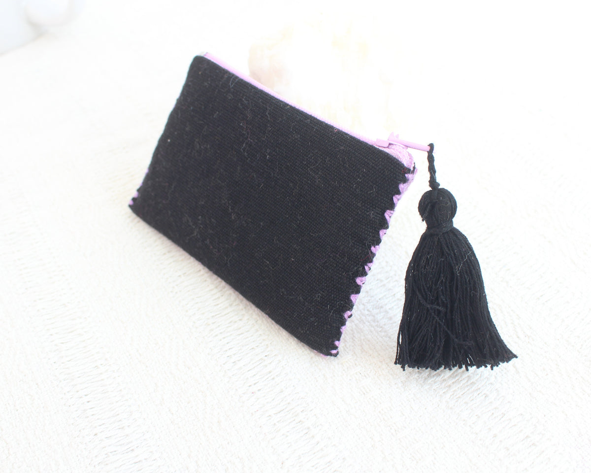 Mini Monedero Estrellitas Lila Negro