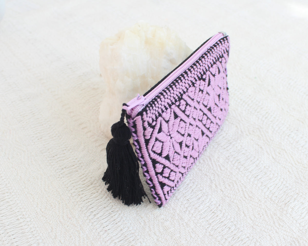 Mini Monedero Estrellitas Lila Negro
