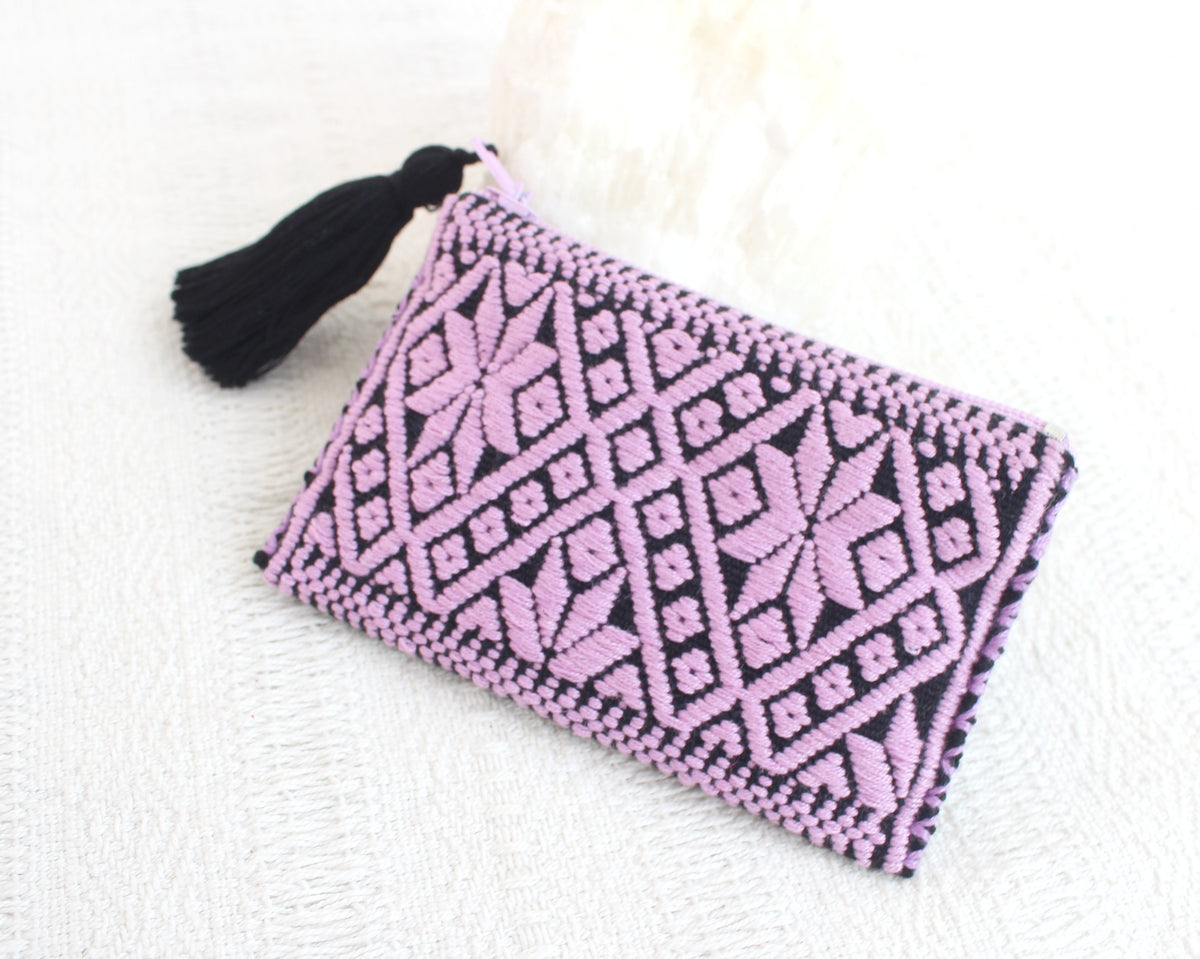 Mini Monedero Estrellitas Lila Negro