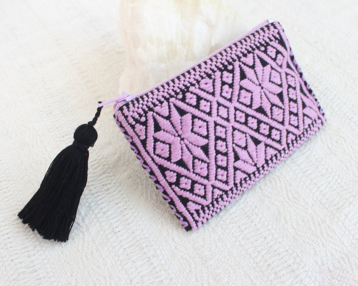 Mini Monedero Estrellitas Lila Negro