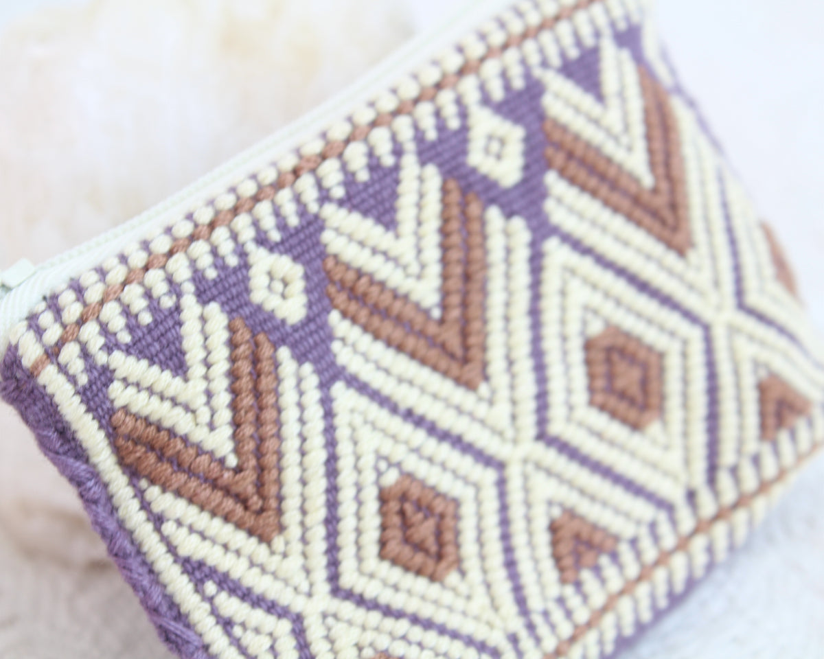 Mini Monedero Flores Beige Lila