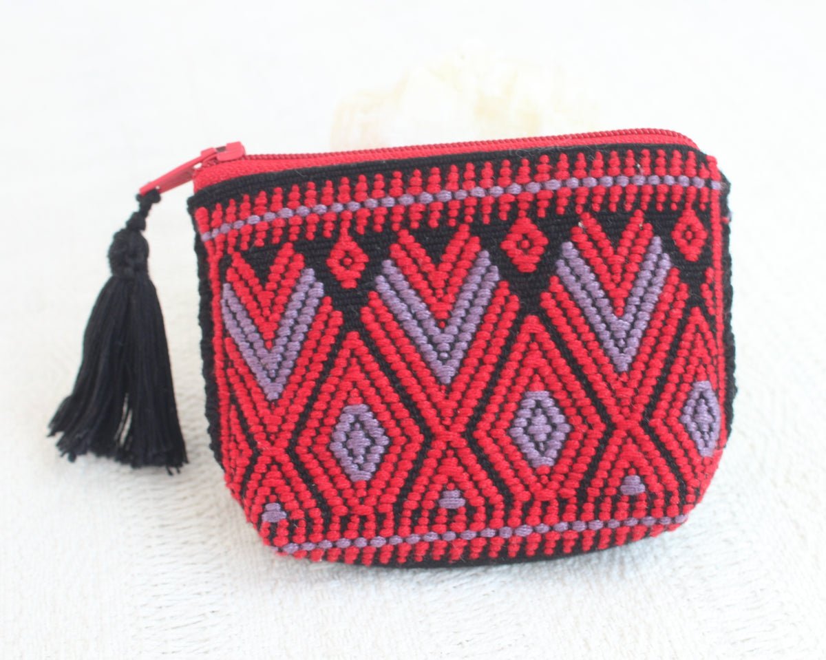 Mini Monedero Flores Rojo Vino