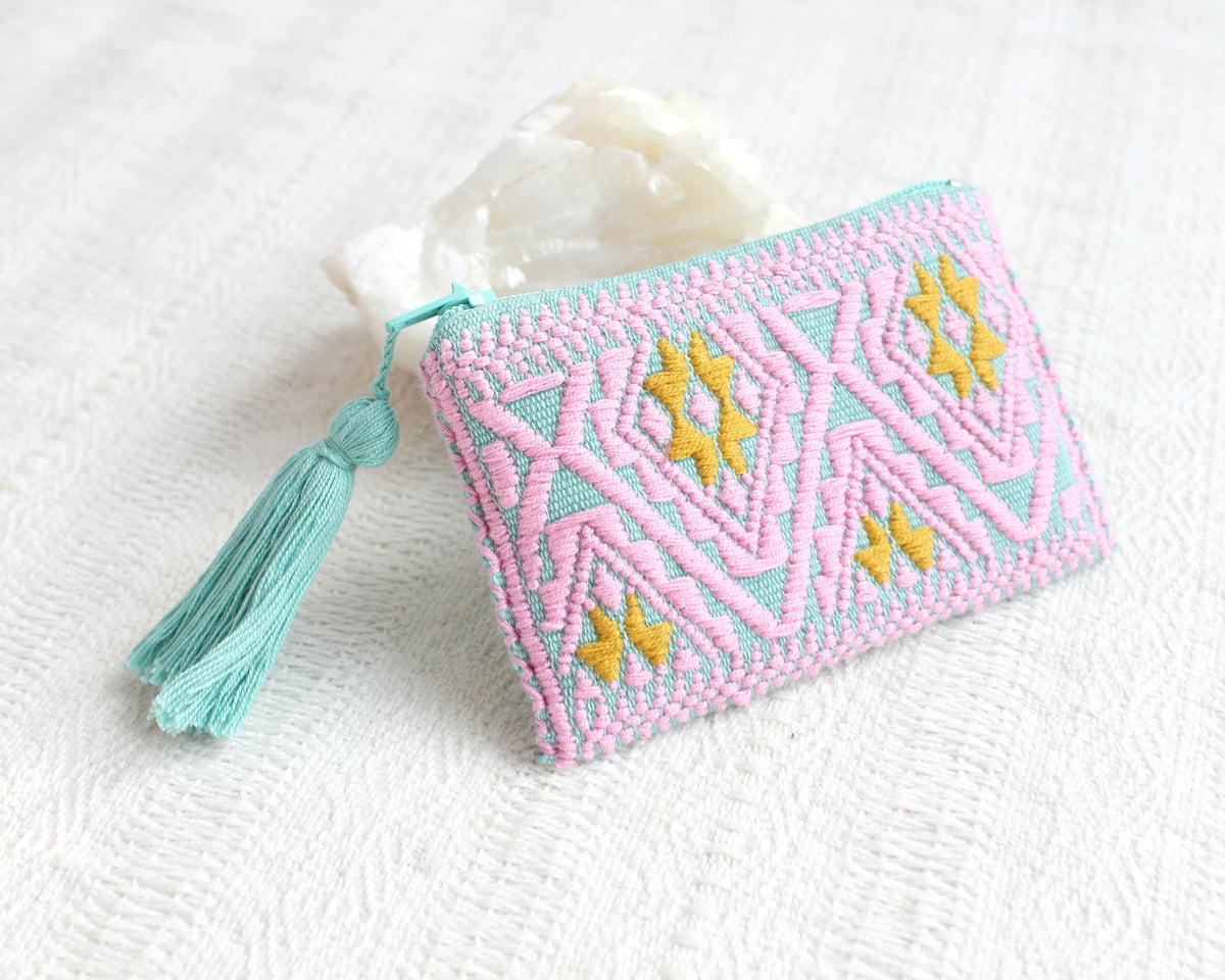 Mini Monedero Estrellitas Rosa Amarillo Aqua
