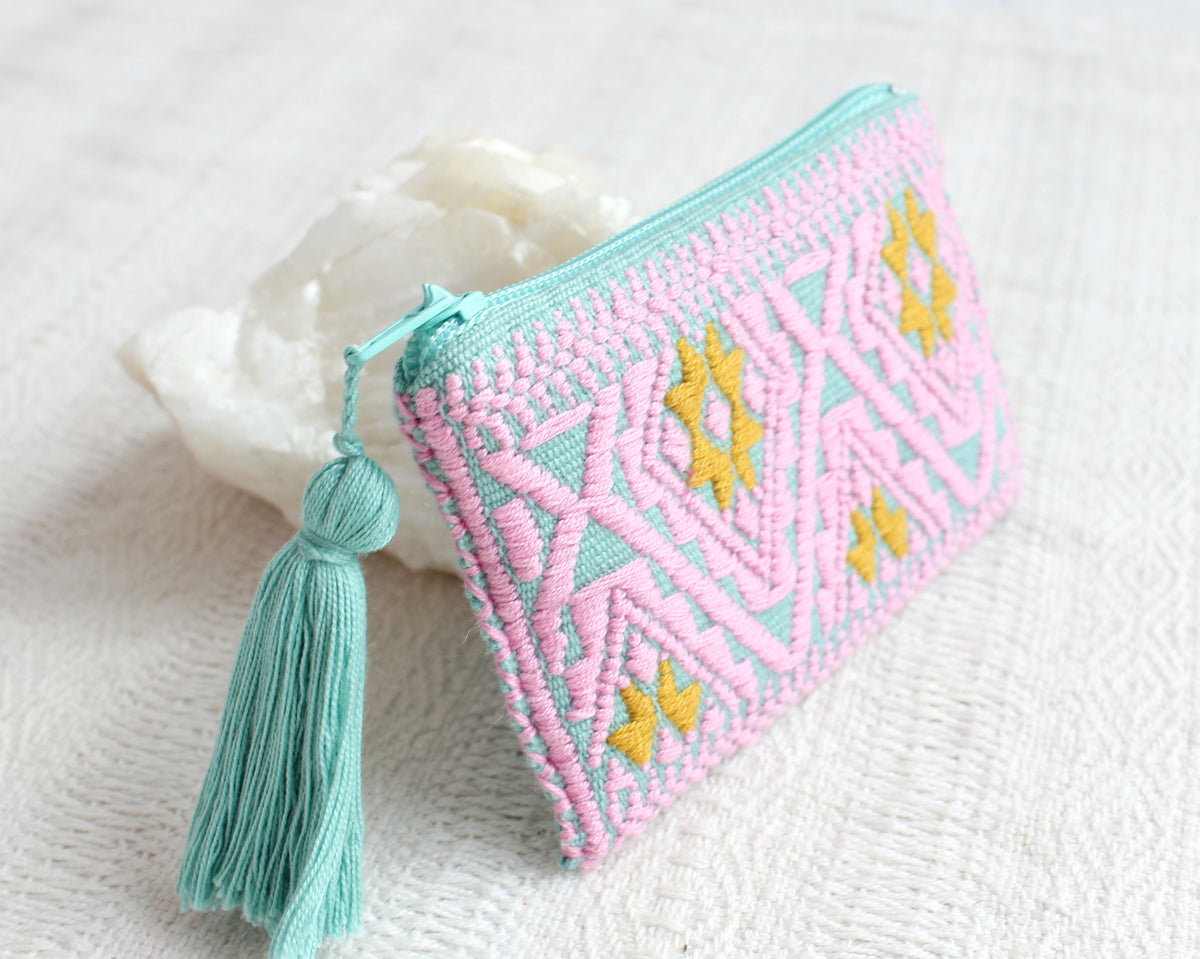 Mini Monedero Estrellitas Rosa Amarillo Aqua