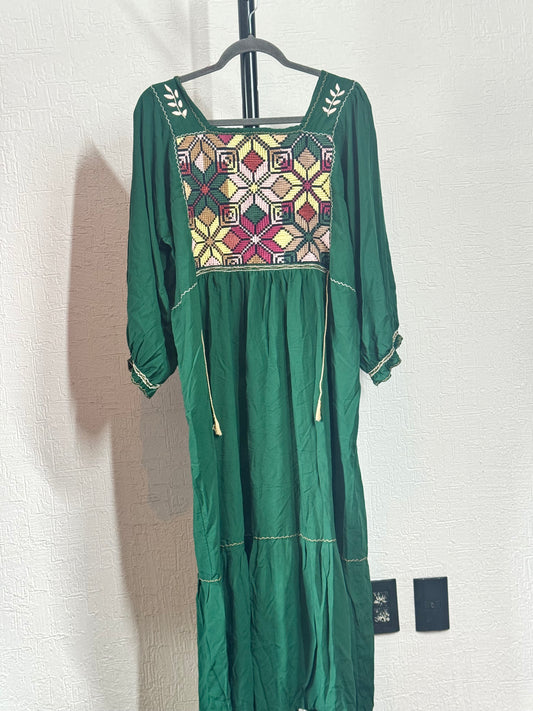 Vestido Julia Flores Manga 3/4 XL / XXL Verde