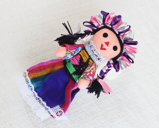 Muñeca Lelé Mediana Rosa Blanco Morado
