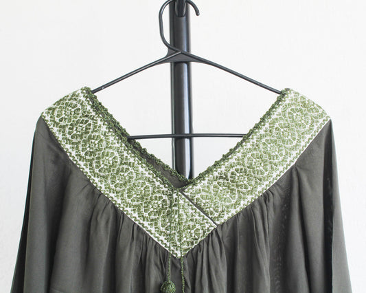 Blusa Cuello Flores Verde