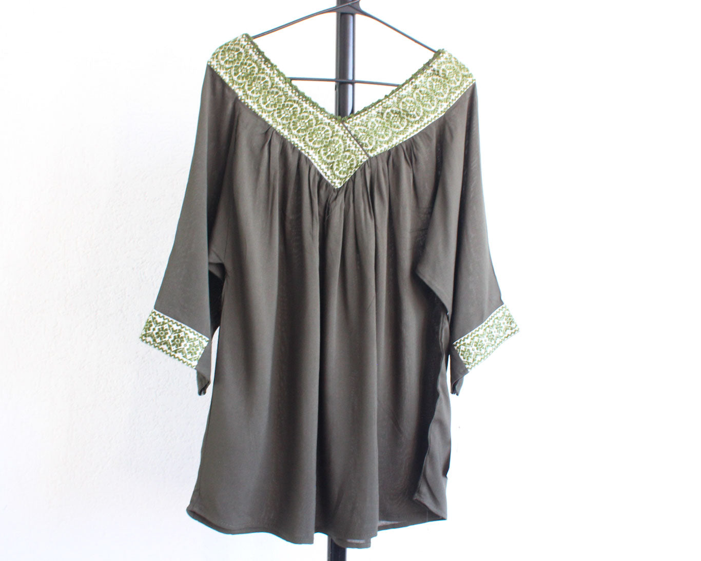 Blusa Cuello Flores Verde