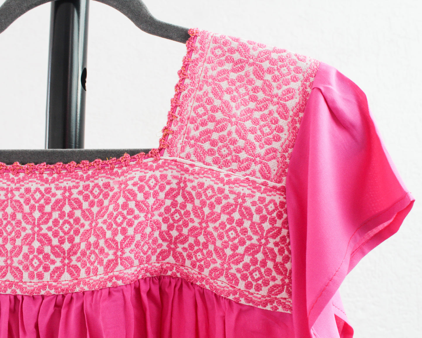 Blusa Bordada Tania Rosa Florecitas L -XL