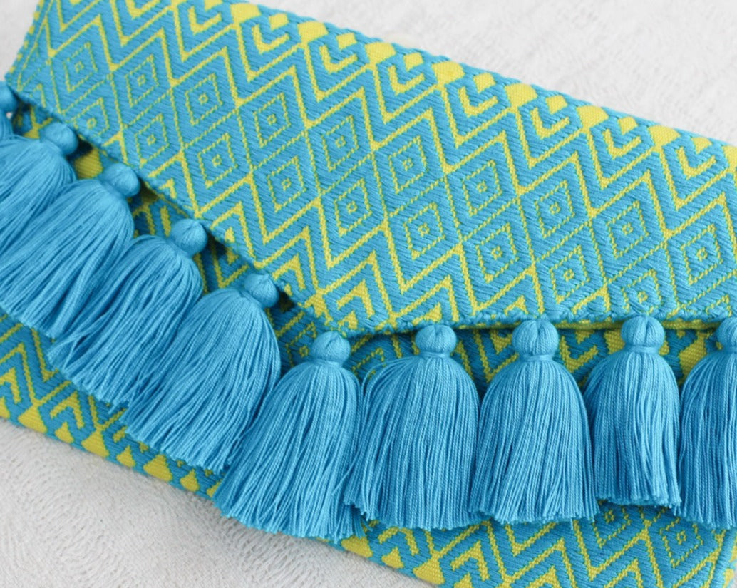 Clutch Artesanal "BATS’I LUCH" Azul Amarillo