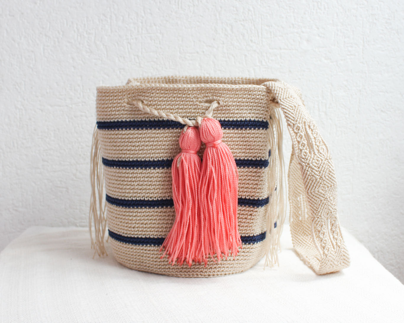 Bolso Pequeño Marfil Azul Coral