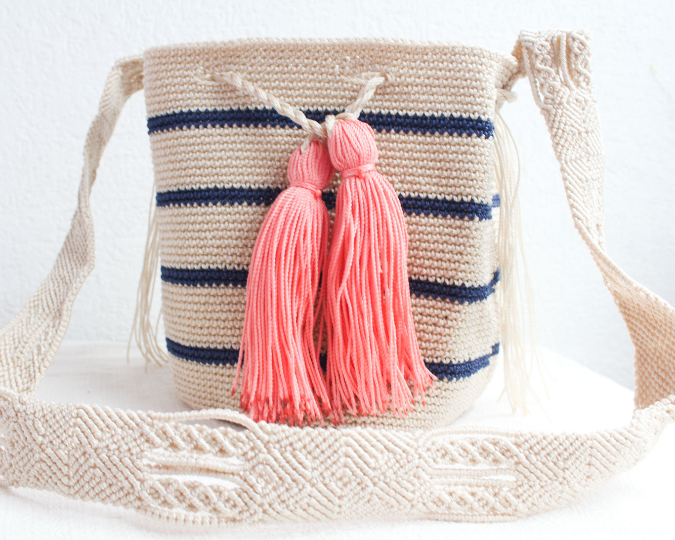 Bolso Pequeño Marfil Azul Coral