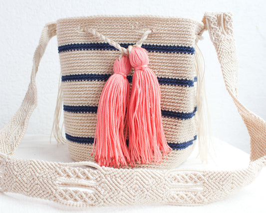 Bolso Pequeño Marfil Azul Coral