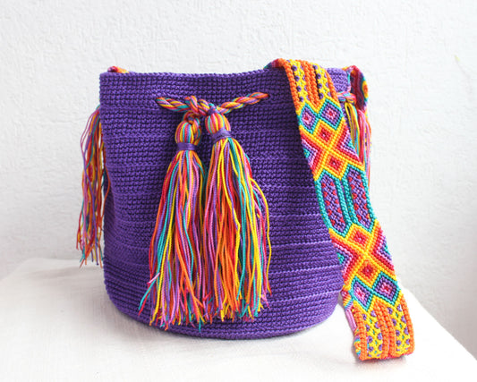 Bolso Morral Morado Rosa Amarillo