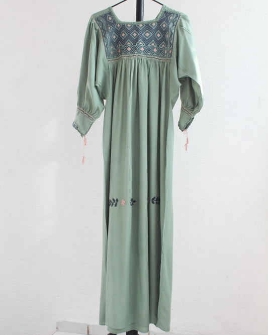 Vestido Elena Menta Manga 3/4  CH - M -L