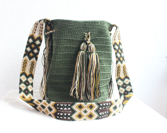 Bolso Morral Verde Olivio Beige