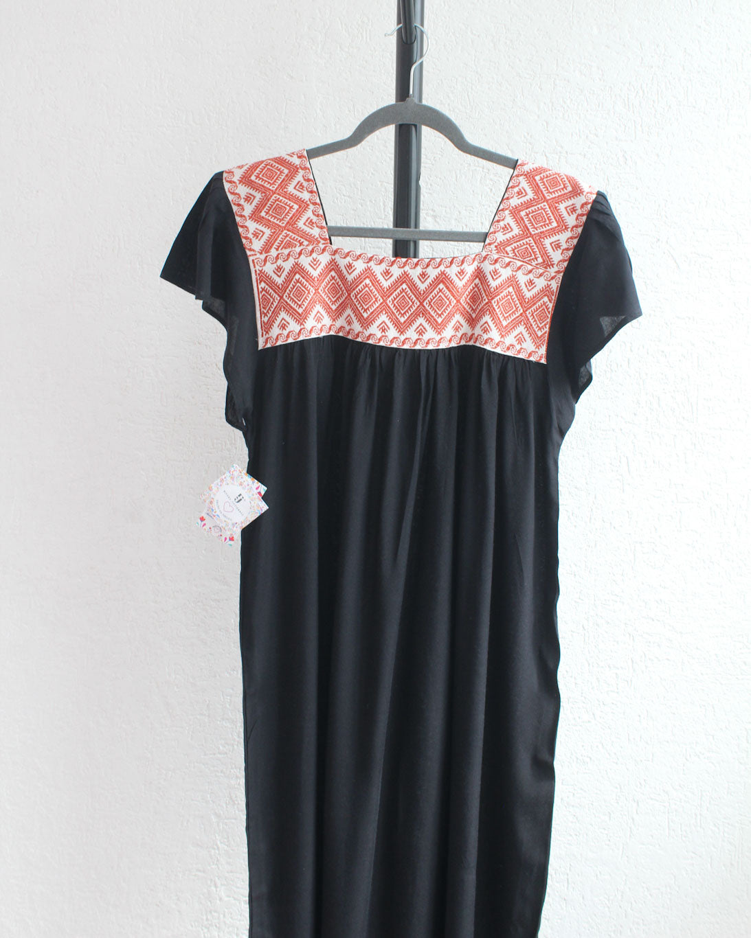 Vestido Bordado Rombos Negro