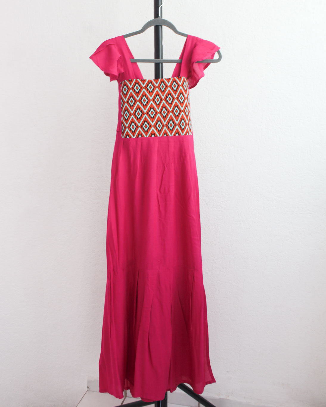 Vestido Abierto Telar Rosa Mexicano Naranja