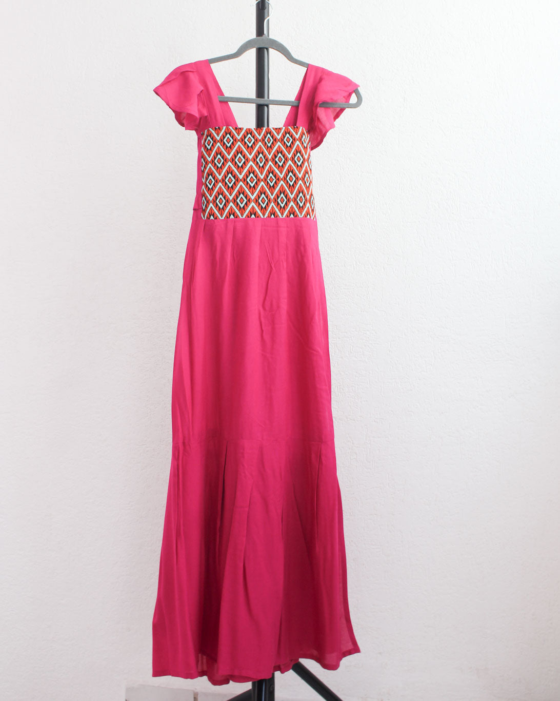 Vestido Abierto Telar Rosa Mexicano Naranja