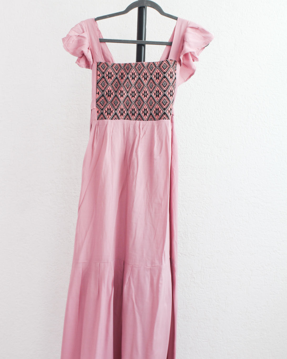 Vestido Abierto Telar Rosa Gris Coral