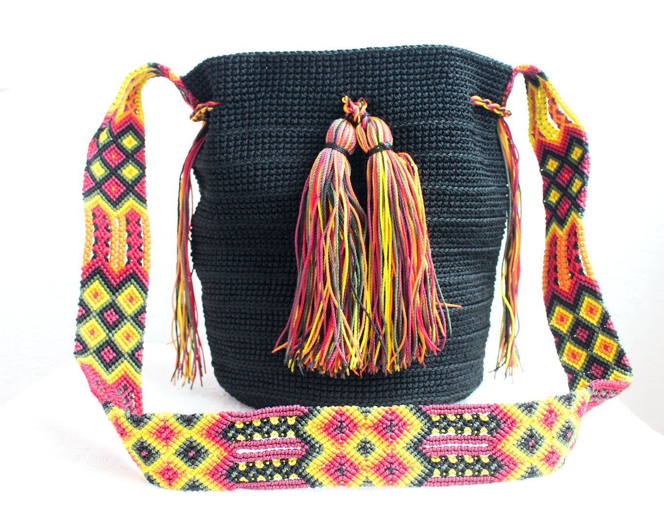 Bolso Morral Negro Amarillo Rojo