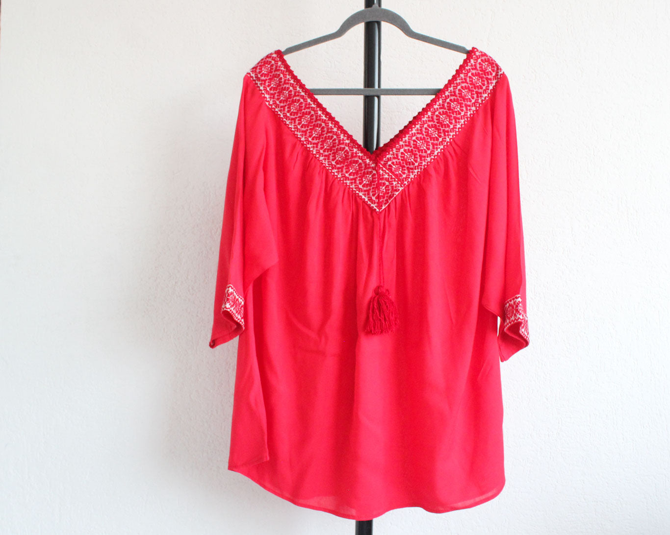 Blusa Cuello V XXL Flores Rojo