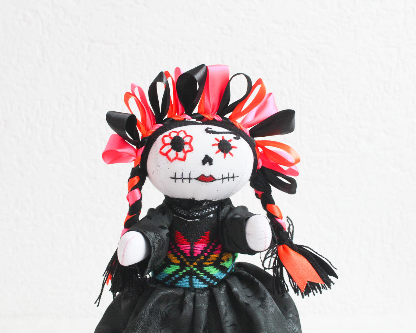 Muñeca Lelé Catrina Naranja Negro Rosa