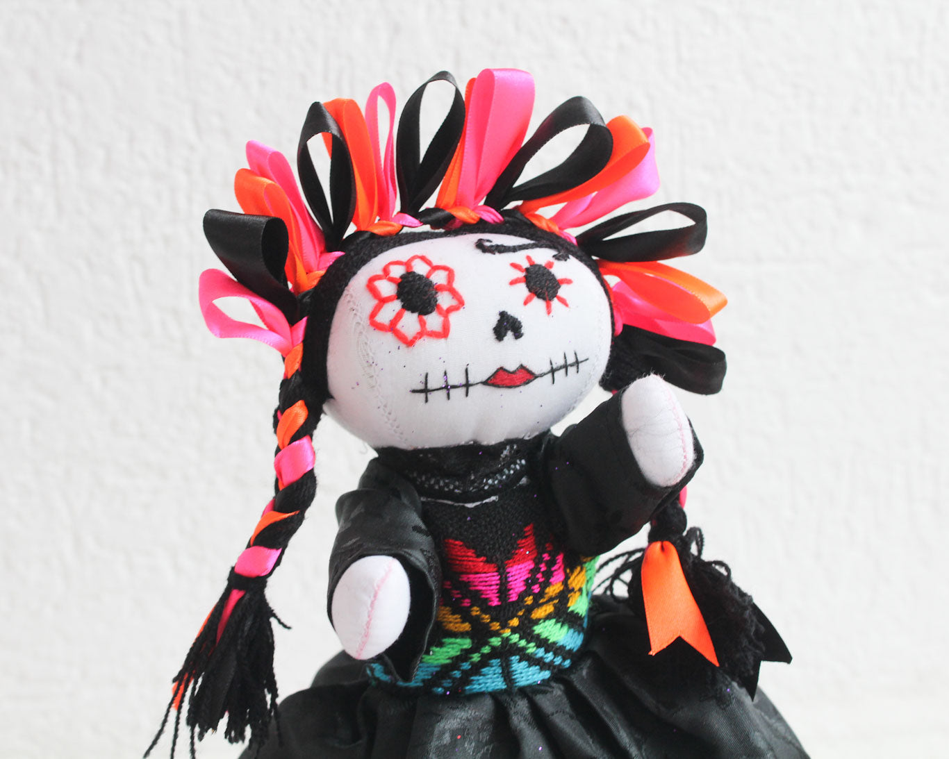 Muñeca Lelé Catrina Naranja Negro Rosa