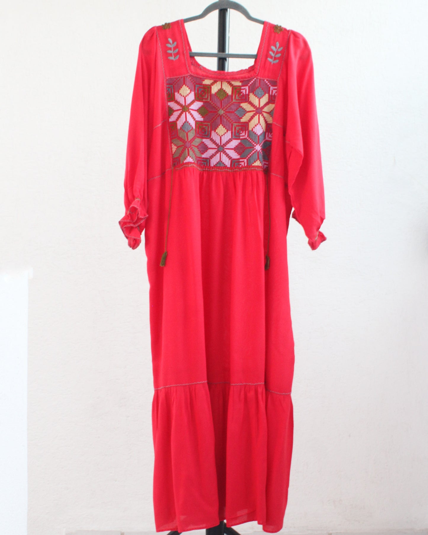 Vestido Julia Flores Rojo Manga 3/4 L / XL