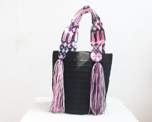 Bolso de mano Negro Rosa Gris