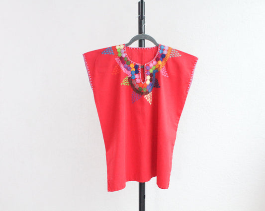 Blusa Corta Bordada Estrellas Rojo Colores