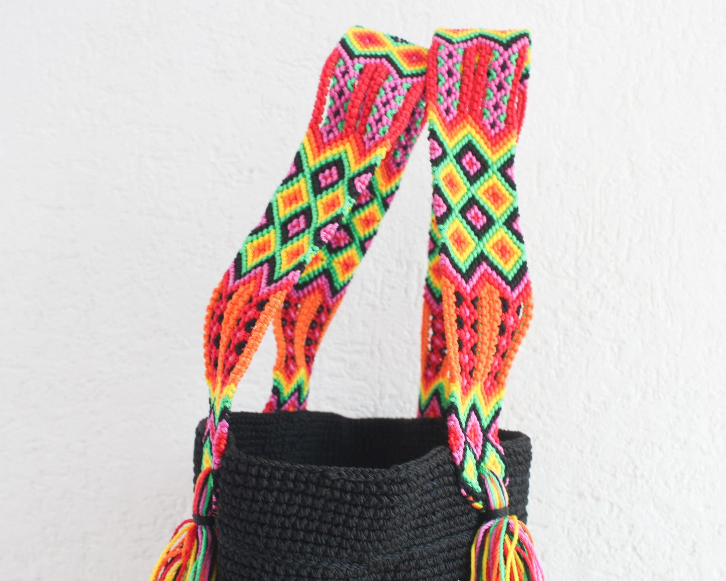 Bolso de mano Negro Verde Amarillo