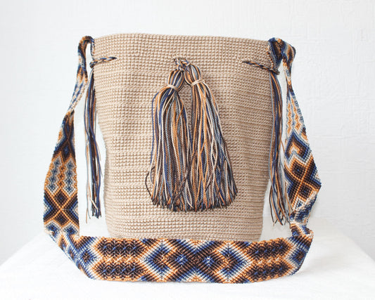 Bolso Morral Beige Cafe Marrón