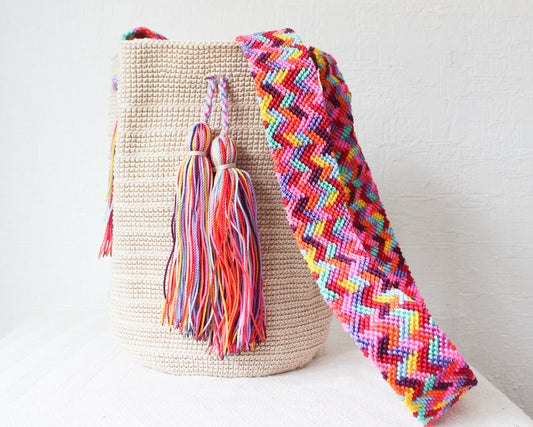 Bolso Morral Beige cinta Colores