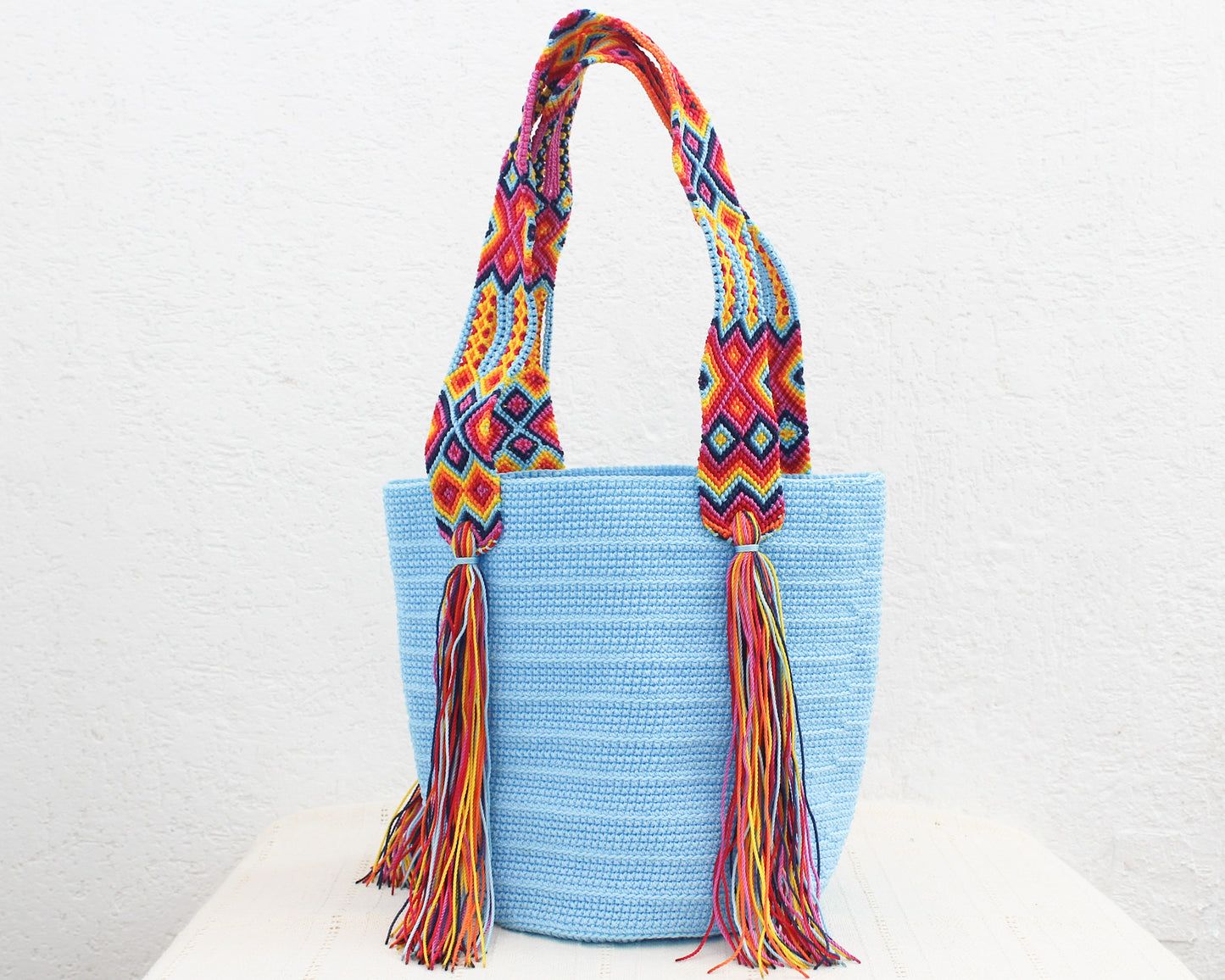 Bolso de mano Azul Claro Rojo