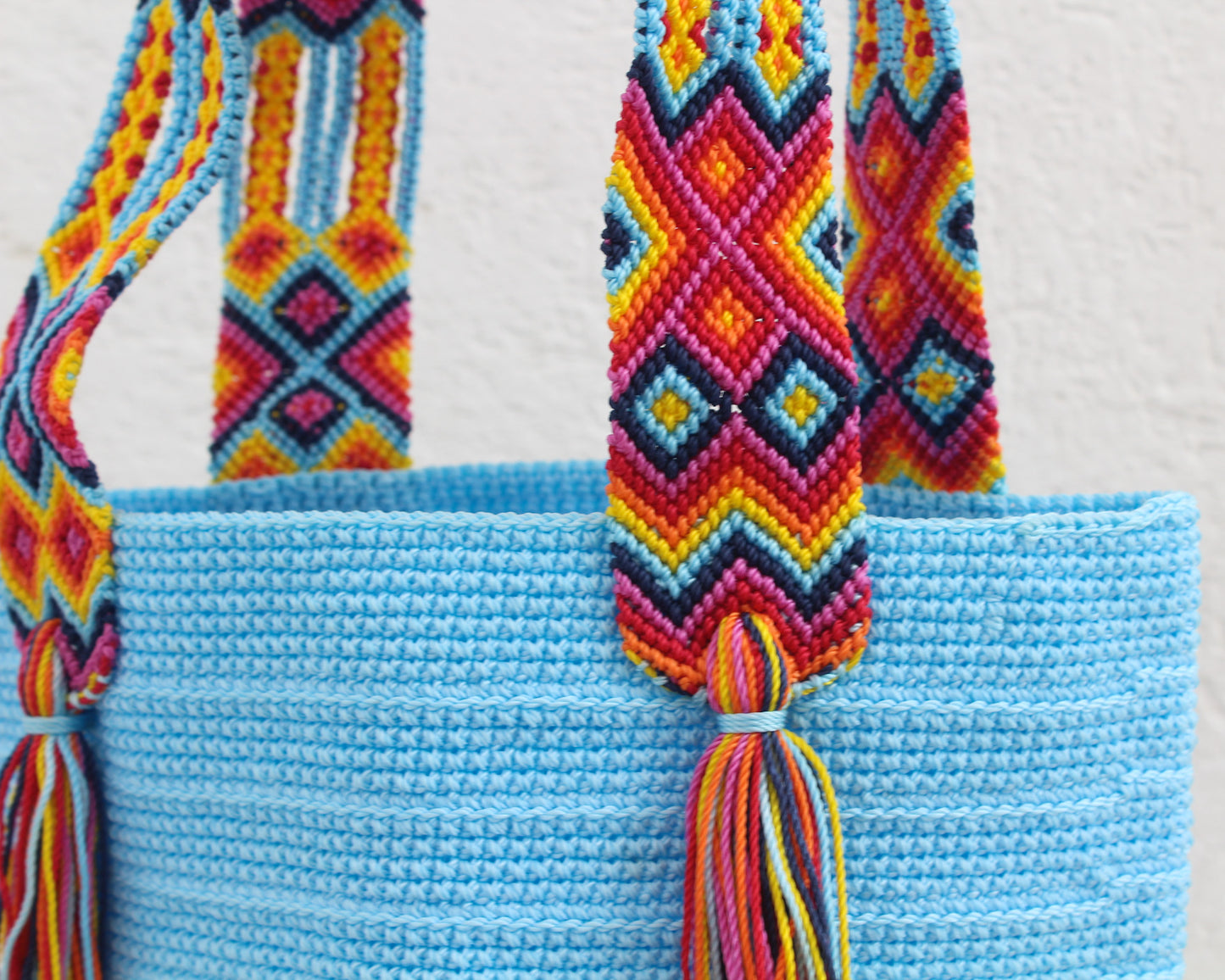 Bolso de mano Azul Claro Rojo