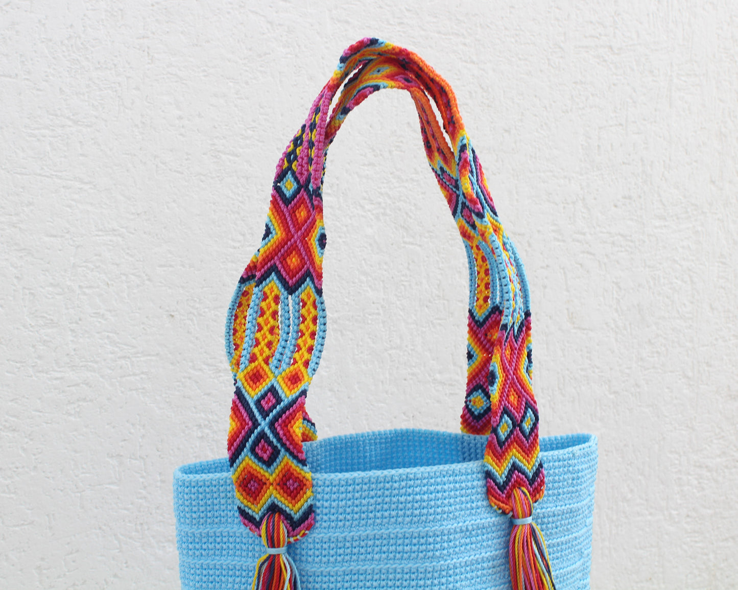Bolso de mano Azul Claro Rojo
