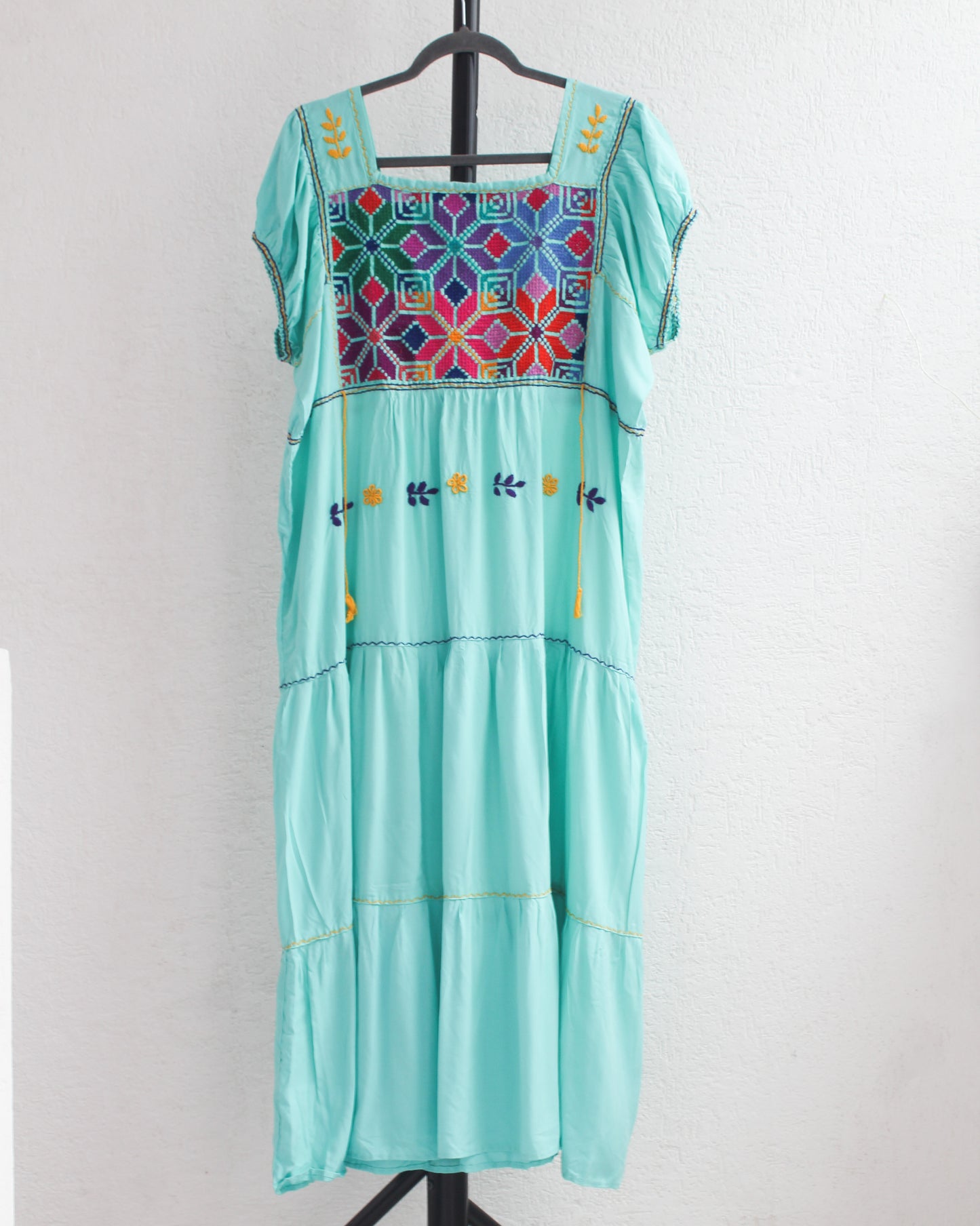 Vestido Julia Flores Turquesa Mx L / XL